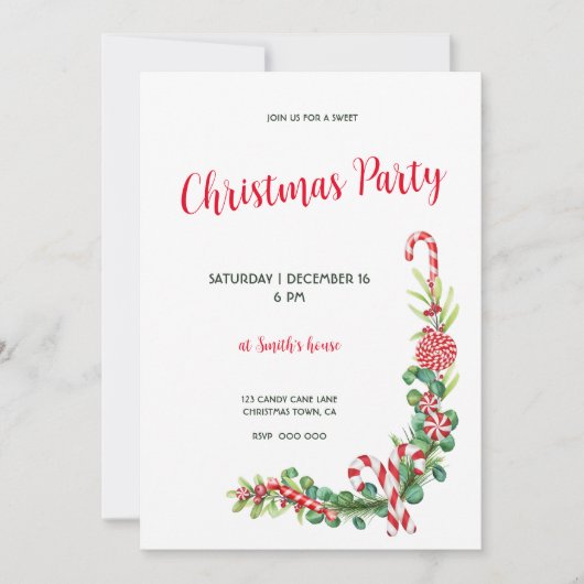 Peppermint elegant einladung (Vorderseite)