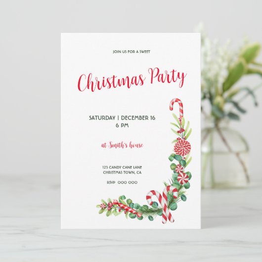 Peppermint elegant einladung (Stehend Vorderseite)