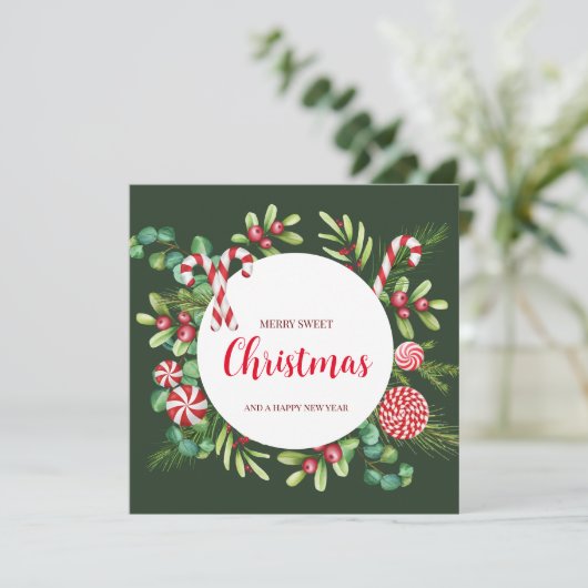 Peppermint elegant feiertagskarte (Stehend Vorderseite)