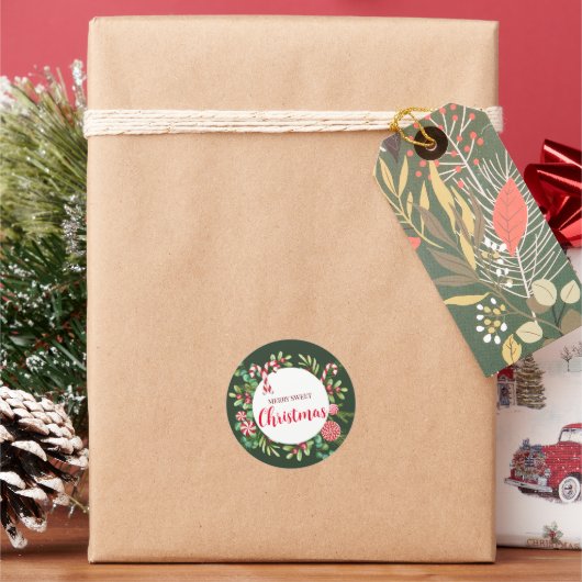 Peppermint elegant runder aufkleber (Feiertag)