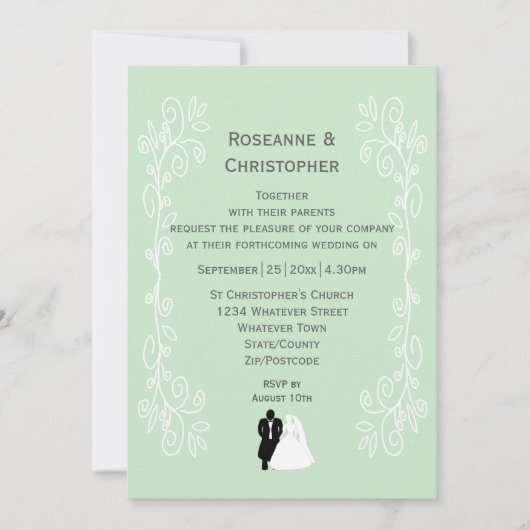 Peppermint farbige Braut- und Bauernzeitung Einladung (Vorderseite)