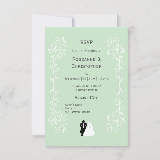 Peppermint farbige Braut- und Bauernzeitung RSVP Karte (Vorderseite)