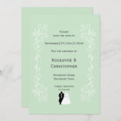 Peppermint farbige Braut- und Bauernzeitung Save The Date (Vorne/Hinten)