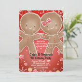 Peppermint Gingerbread Boy & Girl Birthday Party Einladung (Stehend Vorderseite)
