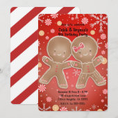 Peppermint Gingerbread Boy & Girl Birthday Party Einladung (Vorne/Hinten)