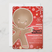 Peppermint Gingerbread Man Holiday Baby Dusche Einladung (Vorderseite)