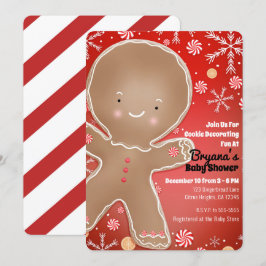 Peppermint Gingerbread Man Holiday Baby Dusche Einladung