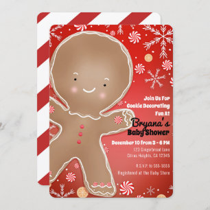 Peppermint Gingerbread Man Holiday Baby Dusche Einladung