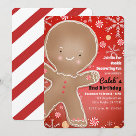 Peppermint Gingerbread Man Holiday Birthday Party Einladung