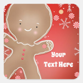 Peppermint Gingerbread Man Holiday Birthday Party Quadratischer Aufkleber
