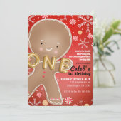 Peppermint Gingerbread Mann ONE 1. Geburtstags-Par Einladung (Stehend Vorderseite)