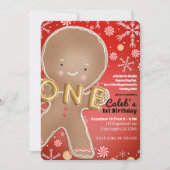 Peppermint Gingerbread Mann ONE 1. Geburtstags-Par Einladung (Vorderseite)