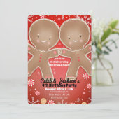 Peppermint Gingerbread Twins Birthday Party Einladung (Stehend Vorderseite)