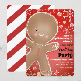 Peppermint Gingerbrot Man Winter Holiday Party Einladung