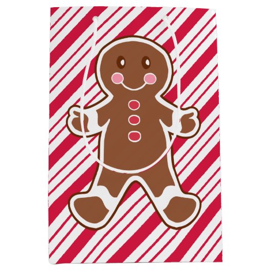 Peppermint Gingerbrot Weihnachtsgeschenktasche Mittlere Geschenktüte (Vorderseite)