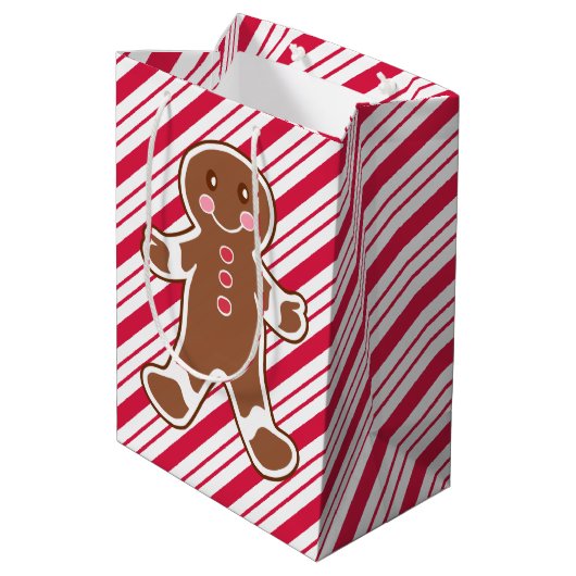 Peppermint Gingerbrot Weihnachtsgeschenktasche Mittlere Geschenktüte (Rückseite Schrägansicht)