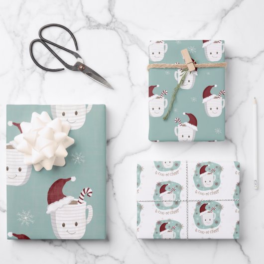 Peppermint Heiße Schokolade Weihnachtsgeschenk Wra Geschenkpapier Set (Vorderseite)