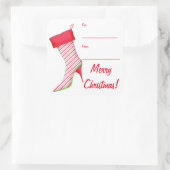 Peppermint High Heel Boot Strumpf Art Geschenketik Quadratischer Aufkleber (Tasche)