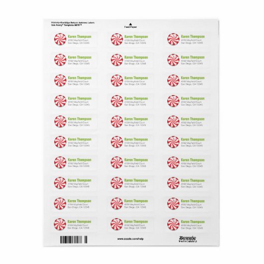 Peppermint Holiday Address Labels (Vorne)