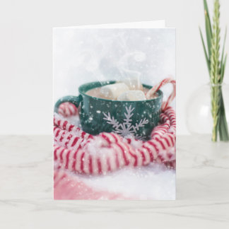 Peppermint Hot Chocolate Snowy Weihnachten Karte
