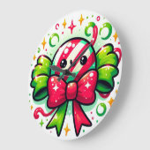 Peppermint Joy: Holiday Candy Character Große Wanduhr (Winkel)