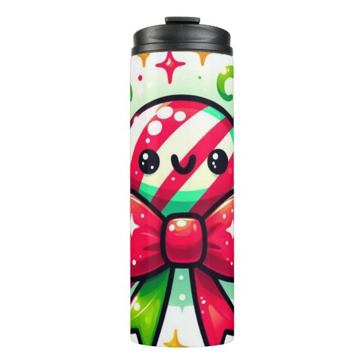 Peppermint Joy: Holiday Candy Character Thermosbecher (Vorderseite)