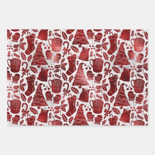 Peppermint Kariert Holiday Wrapping Paper Sheets Geschenkpapier Set (Vorderseite)