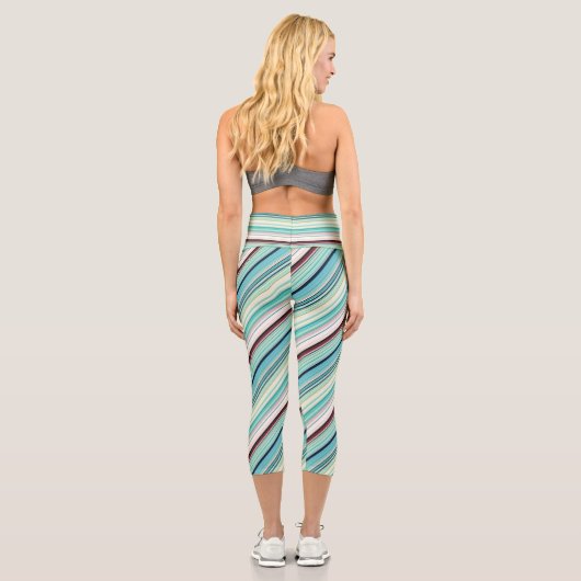 Peppermint Kaskade gestreift Capri Leggings (Rückseite)