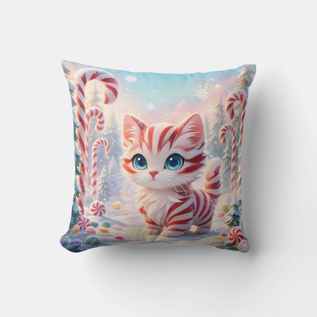 Peppermint Kitten - Candy Cane Forest Pillow Kissen (Vorderseite)