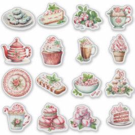 Peppermint-Leckereien Rot und Grün Aufkleber