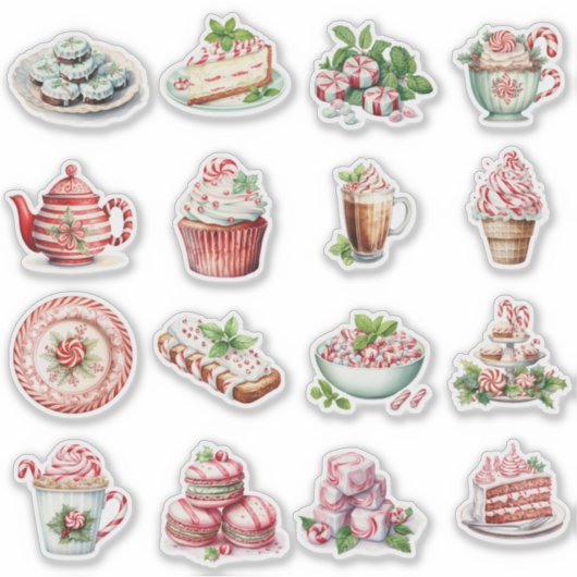 Peppermint-Leckereien Rot und Grün Aufkleber (Vorderseite)