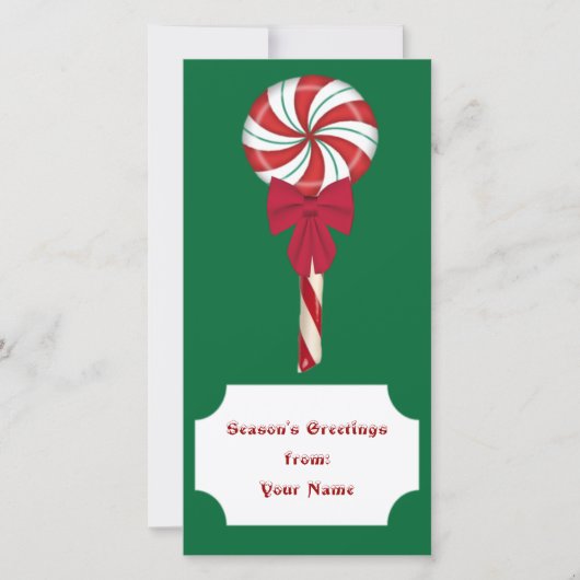 Peppermint Lollipop Fotokarte Feiertagskarte (Vorderseite)