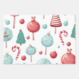 Peppermint Lollipop SweetShop Weihnachten Geschenkpapier Set