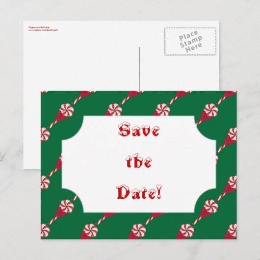 Peppermint Lollipops Save the Date Postkarte (Vorne/Hinten)