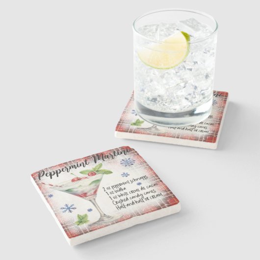 Peppermint Martini Recipe Marmor Untersetzer (Seitenansicht)
