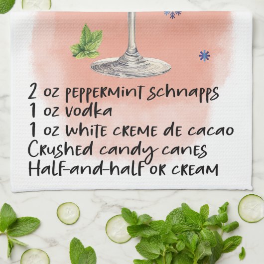 Peppermint Martini Rezept Weihnachtsdesign Geschirrtuch (Gefaltet)