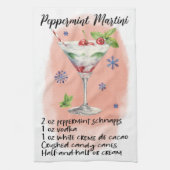 Peppermint Martini Rezept Weihnachtsdesign Geschirrtuch (Vertikal)