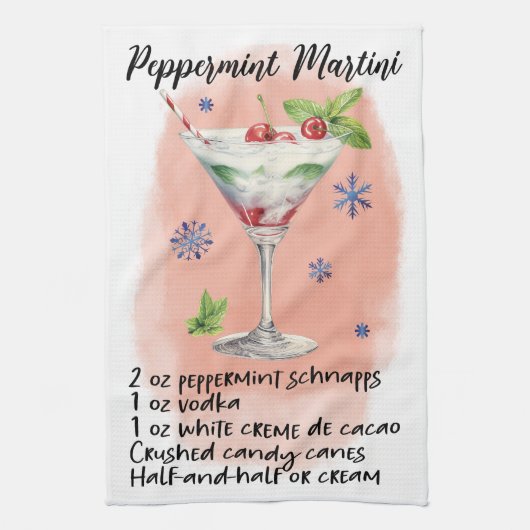 Peppermint Martini Rezept Weihnachtsdesign Geschirrtuch (Vertikal)