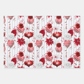 Peppermint Ornament & Poinsettia Christmas Geschenkpapier Set (Vorderseite)