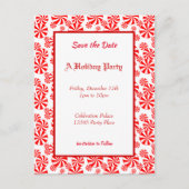 Peppermint Pattern Holiday Editable Save the Date Postkarte (Vorderseite)