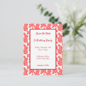 Peppermint Pattern Holiday Editable Save the Date Postkarte (Stehend Vorderseite)