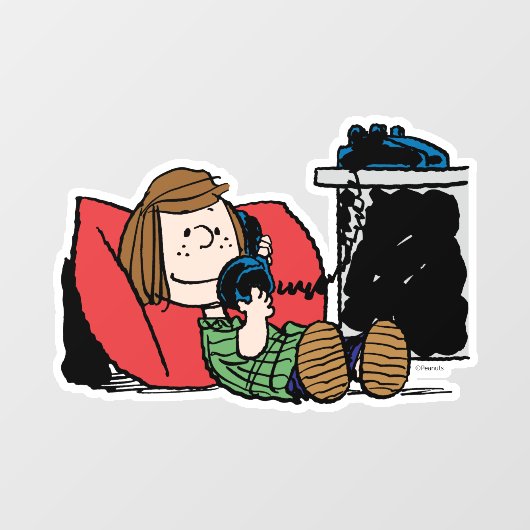 Peppermint Patty auf dem Telefon Fensteraufkleber (Blatt)