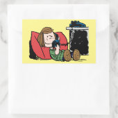 Peppermint Patty auf dem Telefon Rechteckiger Aufkleber (Tasche)