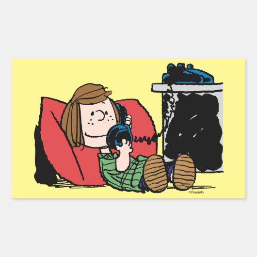 Peppermint Patty auf dem Telefon Rechteckiger Aufkleber (Vorderseite)