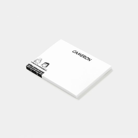 Peppermint Patty & Marcie an der Mauer Post-it Klebezettel (angewinkelt)