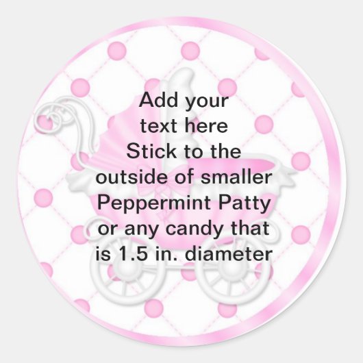 Peppermint Patty Stickers Baby Shower FAVORS (Vorderseite)