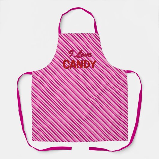 Peppermint Pink Candy Streifen "I Liebe Candy" Schürze (Vorderseite)