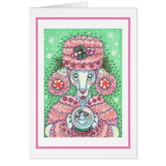 PEPPERMINT PINK POODLE CHRISTMAS GREETCARD B (Vorne)