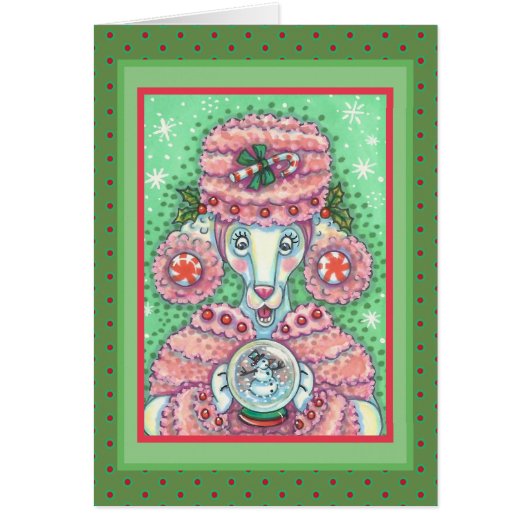 PEPPERMINT PINK POODLE CHRISTMAS GREETCARD V (Vorne)