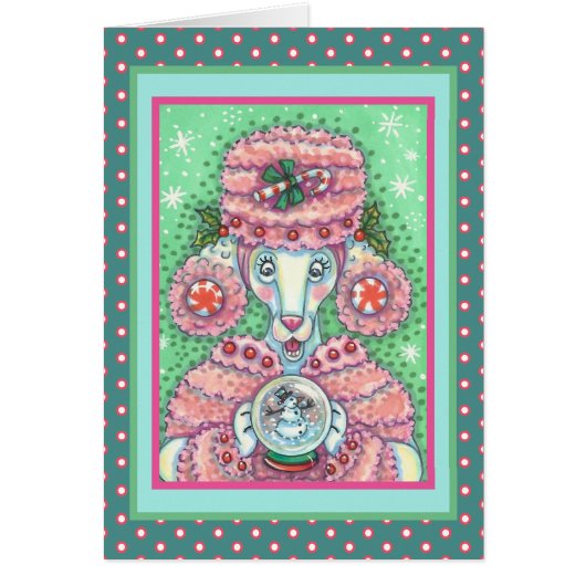 PEPPERMINT PINK POODLE CHRISTMAS GREETCARD V (Vorne)